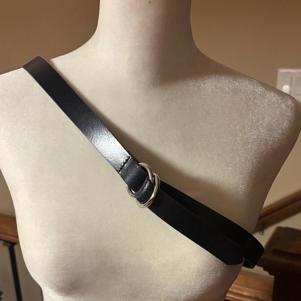 Banana Republic Double D Ring Black Leather Belt - S